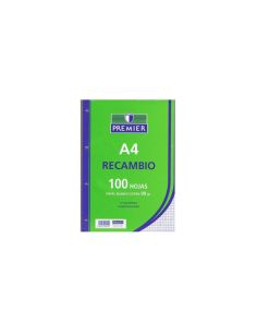 Recambio A4 90 Gramos 4 Taladros 100 Hojas Cuadricula 4