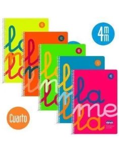 Bloc Espiral Lamela 1/4 Cuadrovia 4 Mm Tapa Polipropileno Fluor Colores Surtidos